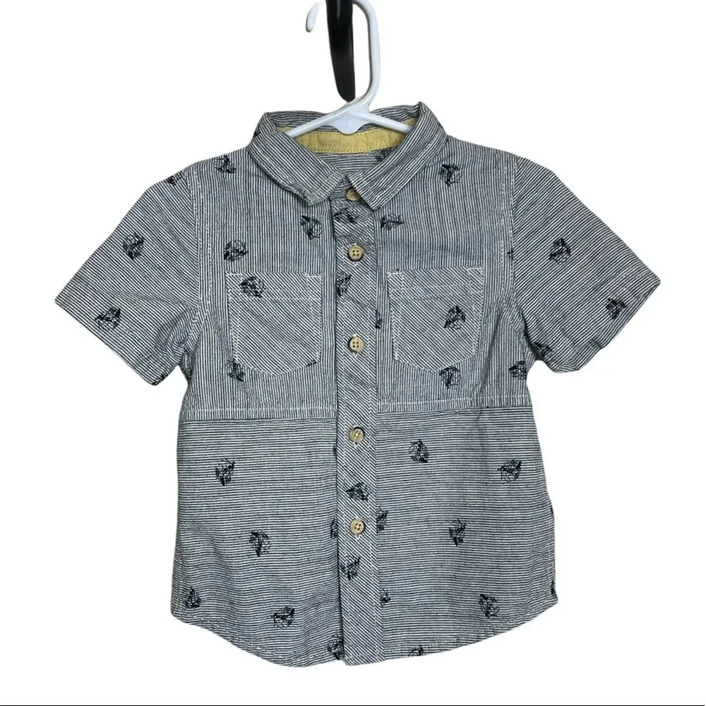 Genuine Kids by OshKosh Collared Button Front Striped Shirt Navy White Size 18 M